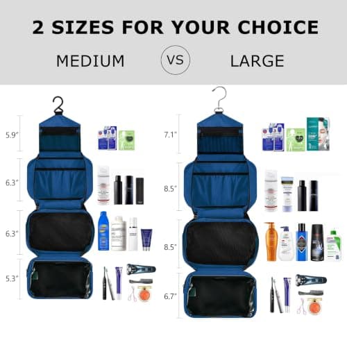 jiemei Hanging Toiletry Bag Waterproof, Travel Wash Bag for Men & Women with 4 Compartments, Foldable Compact Size, Super Durable Fabric — view 2