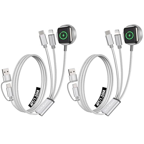 2Pack Travel Essentials for Apple Watch Charger,3 in 2 USB C Cable-White