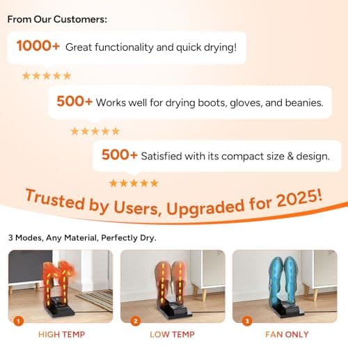 DR.PREPARE Boot Dryer Shoe Dryer, Glove & Boot Warmer with Heat Blower, Portable Adjustable Rack and Timer, Folding Design & Quick Drying for Shoes, Gloves, Hats, Socks, Ski Boots — view 2