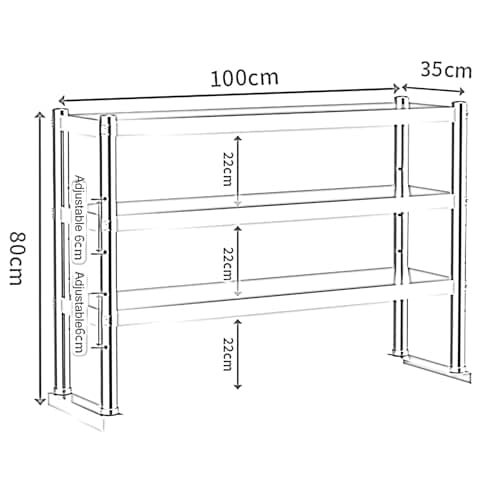 Adjustable Stainless Steel Overshelf - Heavy-Duty Storage Rack for Restaurant Kitchen Prep Table - Commercial Grade Space-Saving Organizer for Efficient Food Prep — view 2