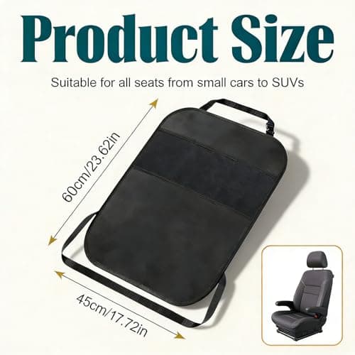 Car Seat Back Protector, Kick Mats Back Seat Protector for Vehicle Maintenance, Universal Fit for Cars and SUVs, Oxford Fabric Material in Black, Set of Two Seat Protectors for Back of Car Seats — view 2