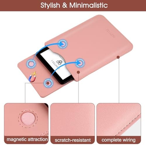 HoYiXi Universal Sleeve Case for 6.8",7" Paperwhite/Colorsoft/Signature Edition 2025 & 2021 Compatible 6.8" Kobo Clara HD/PocketBook/Tolino Protective Case for 6.8'' 7'' ebook Reader, Pink — view 4