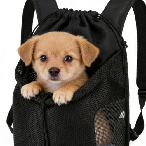 Puppy Cat Carrier Backpack Portable Pet Travel Bag for Cats and Small Dogs Breathable Mesh Pet Carrier Backpack for Hiking Traveling Shopping Outside Activities — view 3