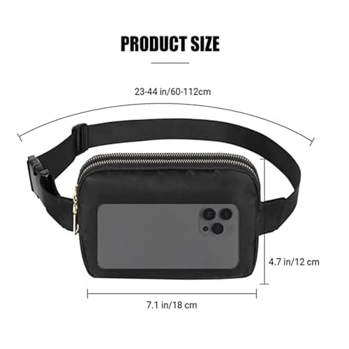Geestock Bumbag for Ladies, Fanny Pack with Adjustable Straps & 2 Zipper Pockets for Women Men, Crossbody Fashion Waist Belt Bag for Hiking Running Festivals Walking Travel Cycling (Black) — view 6