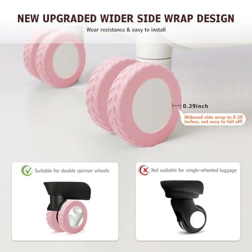 XYOFUN Luggage Wheel Covers, Anti Dust & Scratch, for 2-2.4" Wheels - Pink — view 2