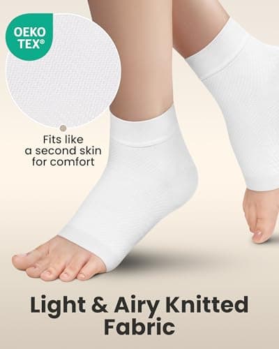 KEMFORD Ankle Support Compression Sleeve – Plantar Fasciitis & Achilles Tendonitis Relief Stockings for Foot Pain & Swelling – 1 Pair, White, L — view 3