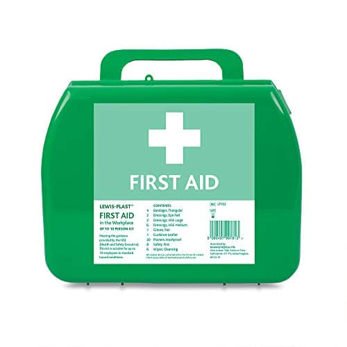 LEWIS-PLAST Premium Small 1-10 Persons Polypropylene First Aid Box - Complete with Integrated Carry Handle and Unique Flip-up Wall Mounting System - Meets Health & Safety Executive Guidelines — view 2