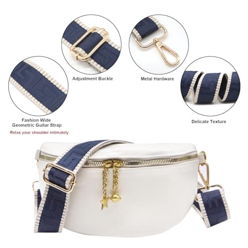 Long Keeper Wide Bag Strap - Adjustable Replacement Shoulder Strap Handbag Shoulder Bag Strap Guitar Style Cross Body Strap for Purse Shoulder Bag Long Bag (Navy Blue) — view 4