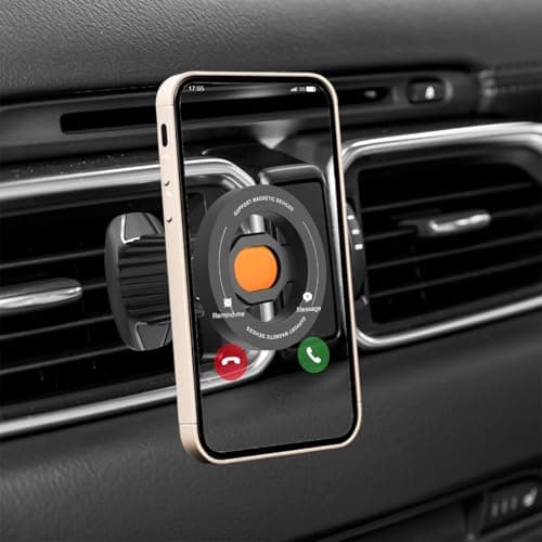 FALVFUN Car Phone Holder, Magnetic 360° Rotation Adjustable Vehicle Phone Mount Changer with Clip, Automotive Air Dashboard Vent Cellphone Holder, Universal for SUV RV Truck (Orange) — view 6