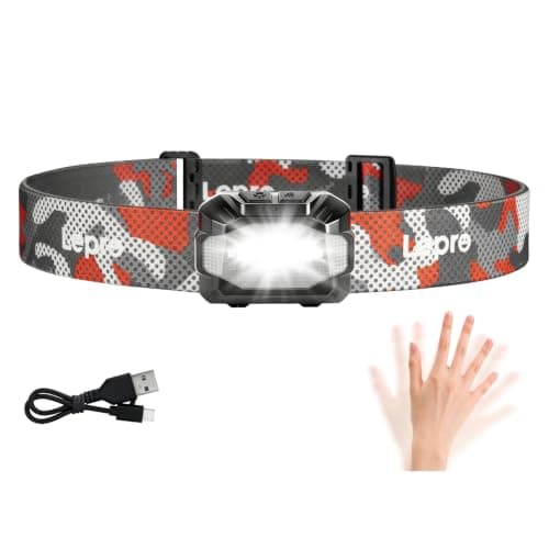 Lepro Camping Head Torch Rechargeable, Dual Power Motion Sensor 11 Modes