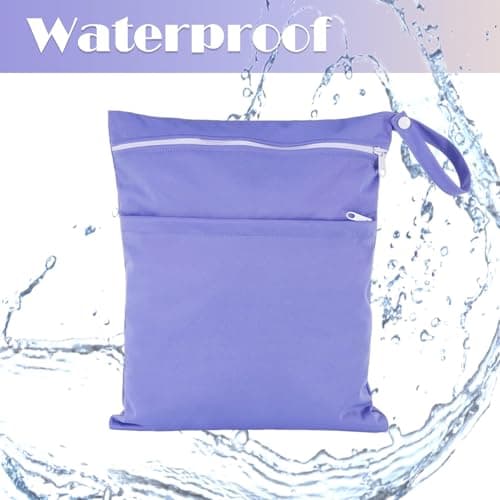 ZPLASK Wet Bag, Wet Clothes Bag, Waterproof Reusable Portable Small Wet Bag, Washable Wet Bags for Swimming Camping Travel Gym Pool Beach for Storage Dry Or Wet Clothes 14.1X11.6 Inch (Purple) — view 4