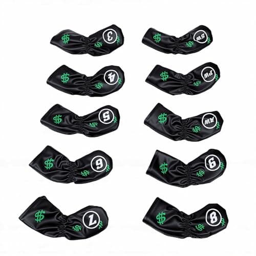 Omquot Golf Club Cover - Lightweight Stylish Golf Bag Protection - Travel Cloth Cover - 10 Pack (Black) — view 2