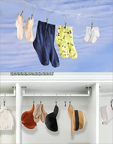 QWORK Pack of 40 Stainless Steel Laundry Hooks Non-Slip Clothes Hanger Clip Boot Hanger Cupboard Organiser for Trousers Shoes Hats Towel — view 4