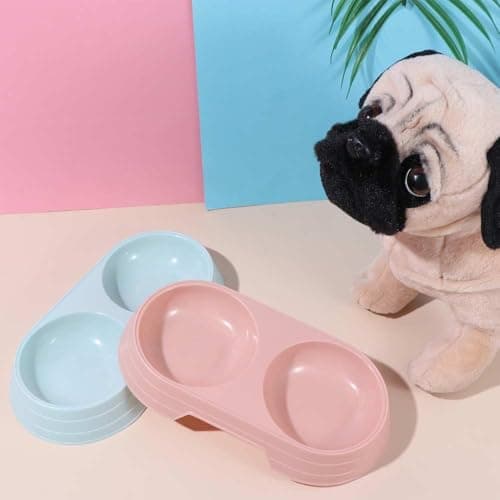 Cat Food and Water Bowl,Double Plastic Dog Bowl Pet Dish Cat Feeders for Small Medium Size Pet Puppy Travel Outdoor Feeding Eating Drinking(purple) — view 5