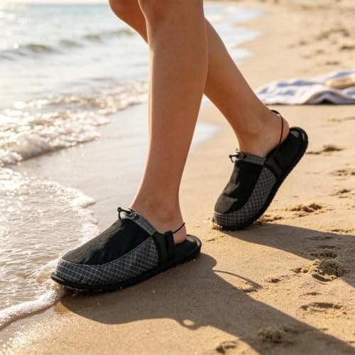 Ultralight Foldable Camp Shoes Portable Travel Slippers for Hiking Black — view 6