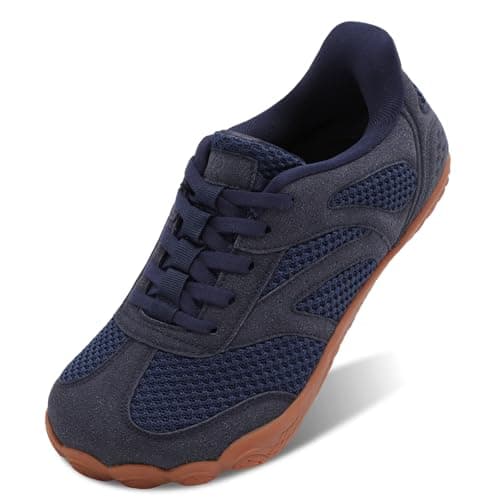 JOINFREE Barefoot Shoes for Men Wide Fit Walking Shoes Slip On Trainers Zero Drop Minimalist Shoes Lightweight Breathable Gym Training Casual Trainers for Daily Wear Navy Blue Size 9