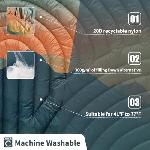 hotkoko Mini Camping Blanket Lightweight Down Alternative Puffy Printed Camping Blanket Packable Outdoor Blanket for Camping, Travel, Stadium, Hiking, Picnics — view 3