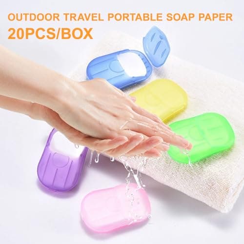 ASIRYVA 5 Boxes Travel Soap, Portable Foaming Paper Soap Sheets with Storage for Travel & Outdoor Hand Washing — view 3