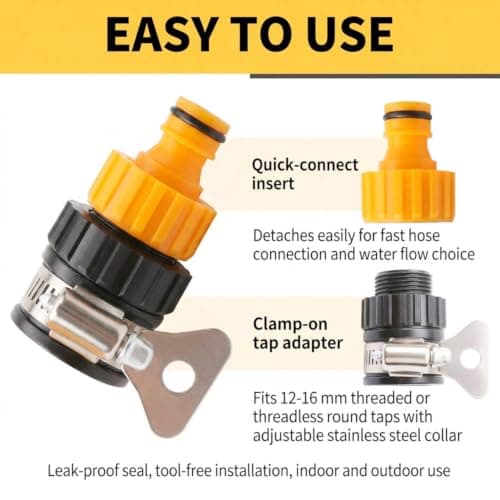 Universal Water Tap Hose Connector Adapter, 12-16mm Adjustable Leak-Proof Quick Connect Fitting for Garden Hose, Tool-Free Installation for Car Washing, Gardening, Outdoor Use — view 4