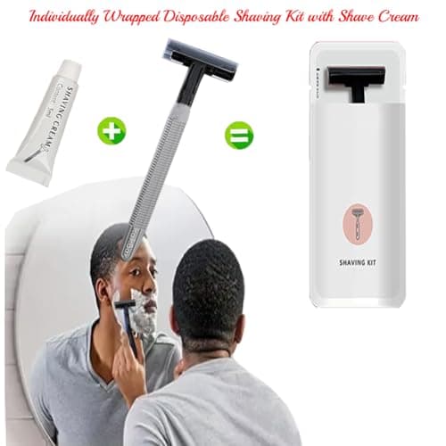 10Pack Portable Travel Disposable Razors Kit Individually Wrapped; Hypoallergenic Manual Shave Set with 10g Shave Cream; Hotel Shaving Razor for Travel,Home, Daily Use — view 3