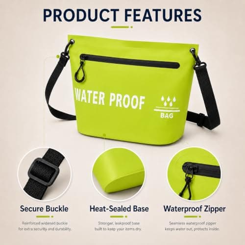AURALIN Waterproof Dry Bag 4 L Green PVC Airtight Zip Shoulder Strap — view 3