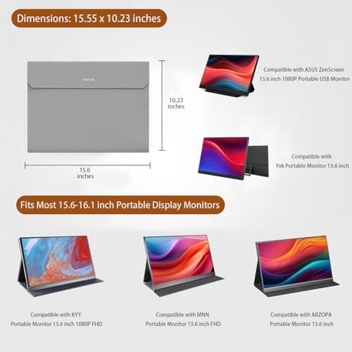 MOSISO Portable Monitor Case Sleeve 16.1 inch, Gray — view 2