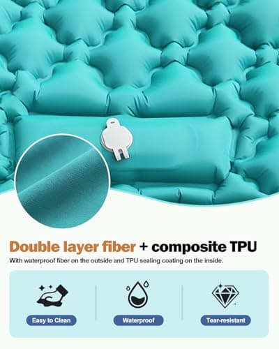 Olutata Ultralight Camping Sleeping Pad with Integrated Foot Pump & Ergonomic Pillow – Compact, Tear-Resistant 40D Nylon Air Mat for Hiking, Backpacking & Travel (Peacock Blue) — view 5