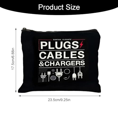 Travel Charger Cable Organizer Bag with Zipper for Men Women Holiday Essentials Accessories (Black) — view 2