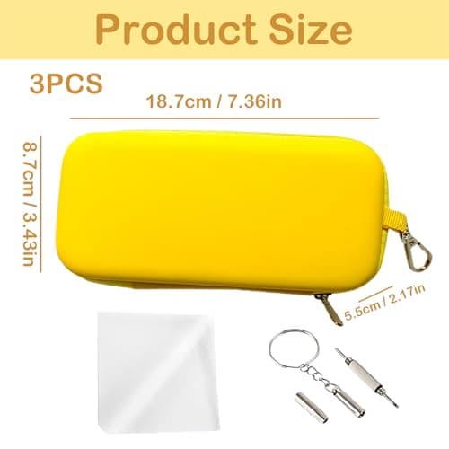 DXPETA 3-Piece Hard Shell Glasses Case with Eyeglass Repair Kit and Cleaning Cloth, Protective Sunglasses Case for Women and Men, Portable Travel Glasses Organizer for Daily Commuting — view 2