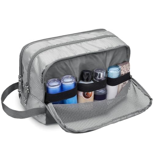 WANDF Toiletry Bag Water-Resistant Nylon Travel Wash Bag Lightweight Dopp Kit for Men and Women (A-Grey) — view 4