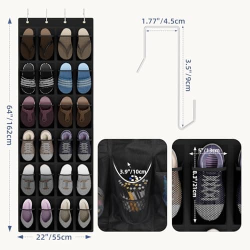 Dailyart Door Shoe Rack Hanging, 24 Large Pockets Hanging Shoe Storage — view 2
