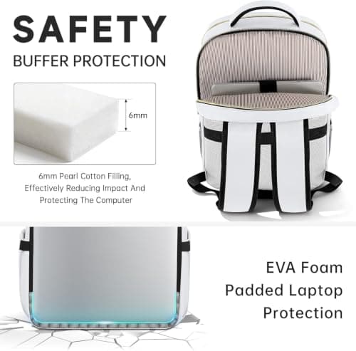 LASUK Travel Laptop Backpack for Women Men, 17.3 inch, White — view 3