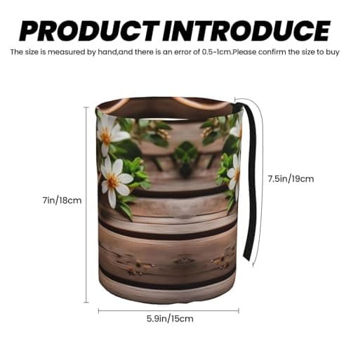 MDATT Teal Flower On Wooden Plank Car Trash Can Leak-Proof Organizer For Long Road Trips And Family Vacations — view 3
