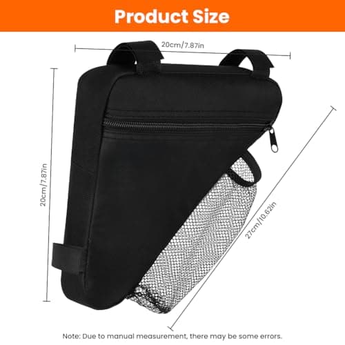 DiULi Bike Frame Bag Large Capacity 20x20x27cm, Waterproof Bicycle Triangle Bag with Mesh Pocket for Water Bottle, Cycling Frame Pack for Mountain Road Bike - Black — view 2