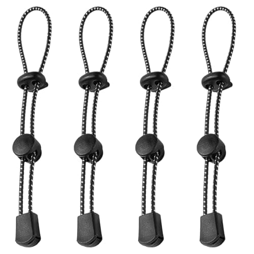 Backpack Walking Stick Holder | 4 Pcs Heavy-Duty Bungee Cord with Fixing Buckle - Secure Trekking Pole Attachment, Elastic Rope for Hiking & Camping Accessories | Quick-Clip Design (Black) (Black)