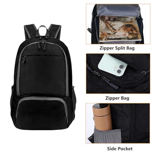 FENGZIZH Foldable Lightweight Travel Backpack, 30L Waterproof Rucksack — view 4
