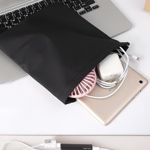 2 Pack Headphone PU Storage Bags, Earphone Drawstring Case, Headset Carrying Bag, Waterproof Headset Storage Pouch, Earphone Protection Pouch, Portable Headphones Travel Bag, Size：8.3*9.4 & 3.3*5.1 in — view 4
