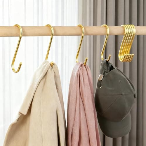 ZenithSYH Gorise Gold S Hooks (6 Pack) - Heavy-Duty Space Savers for Indoor & Outdoor Use, Rust-Resistant Carbon Steel Hooks for Hanging Kitchen Utensils, Towels, and Tools — view 5