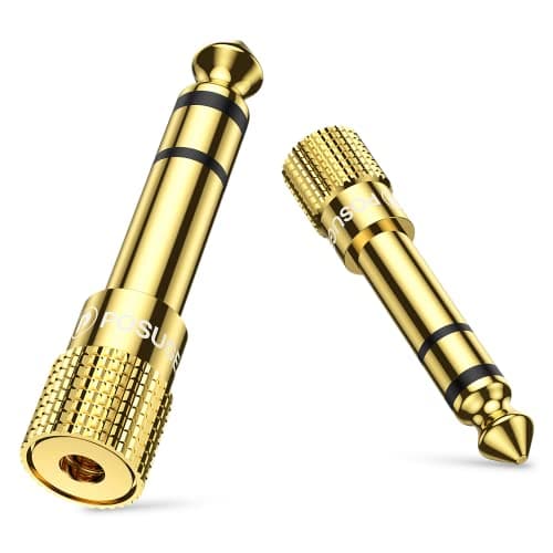 POSUGEAR Headphone Adapter jack 6.35mm (1/4 inch) to 3.5mm (1/8 inch)-2 Pack, 1/4 inch to 3.5mm Headphone Audio Jack Plug Adaptor Gold Plated-2 Pack