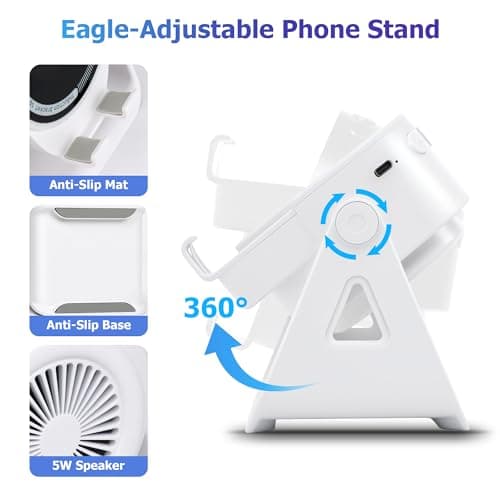 Wireless Induction Speaker, 4-in-1 Portable Bluetooth Speaker (White) — view 5