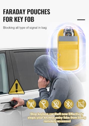 lanpard Faraday Pouch for car Keys,2 Pack Faraday Bag | Key Signal Blocking Pouch | Keyless Entry Keys Case | RFID Blocker Bag for Car Security,Anti-Theft Remote Entry Keyless Protect Yellow,M — view 4