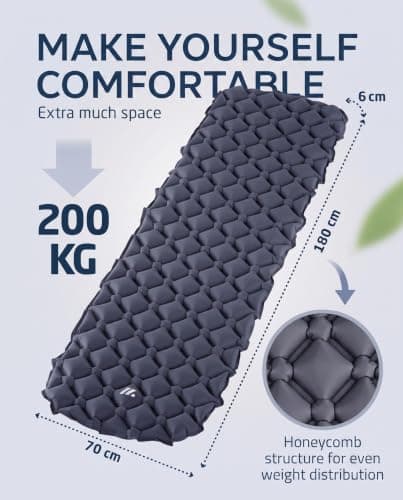 NORDMUT® Ultralight Sleeping Pad [with Repair Kit] – Inflatable Camping Mattress, Compact Pack Size – Weatherproof Outdoor Mat for Tent & Festivals (Dark gray) — view 6