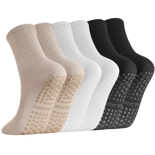 Zuimei 3 Pairs Pilates Grips Socks Non Slip Yoga Socks for Women Size 4-7