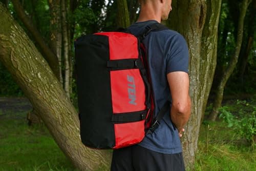 Water-Repellent Holdall Duffel Bag 40L Red – Convertible Rucksack Kit Bag with PVC Tarpaulin, Compression Straps & Padded Shoulder Straps – STEIN Metro — view 6