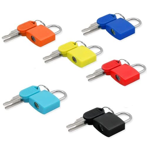 JIANHY 6 Pieces Suitcase Padlocks Coloured Padlocks with Keys Coated Brass Luggage Locks Small Padlock Mini Brass Padlock Set for Toolbox Gym Locker Lock Suitcase Lock — view 3