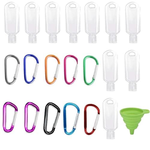 10 Pcs Hand Sanitiser with Clip Set, Hand Sanitiser Mini, Travel Hand Sanitiser, Easy to Carry Reusable 30ml Refillable Travel Bottle Disinfectant Alcohol