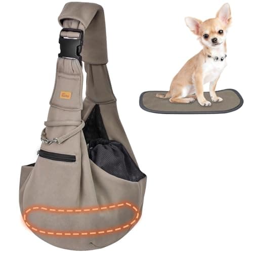 CUBY Puppy Carrier Sling Lightweight Travel for Small Pets Hands-Free-Khaki