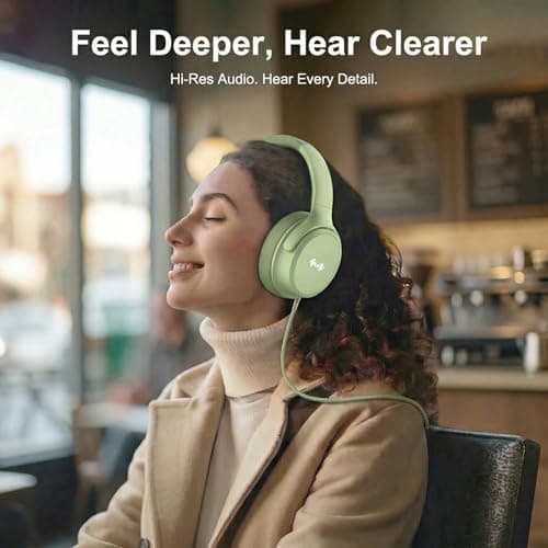 Zollexa Wired Over-Ear Headphones, Mic, 3.5mm Plug, USB-C Adapter, Green — view 5