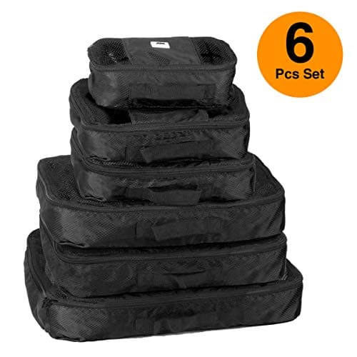 ANSIO Packing Cubes for Suitcase, 6Piece Travel Luggage Organiser Set,Black — view 2