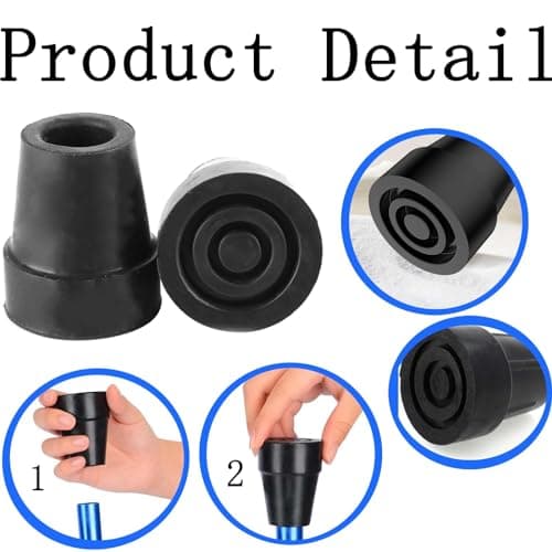 wodehahagou 2 Pack Rubber Walking Stick Tips - Durable Non-Slip Extreme Grip - Non-Slip and Stable Cane Accessories for Walking — view 3